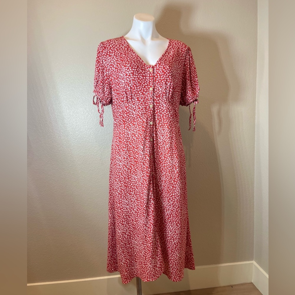 Red floral dress